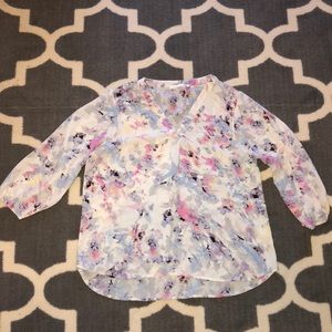 Pink and purple flower blouse